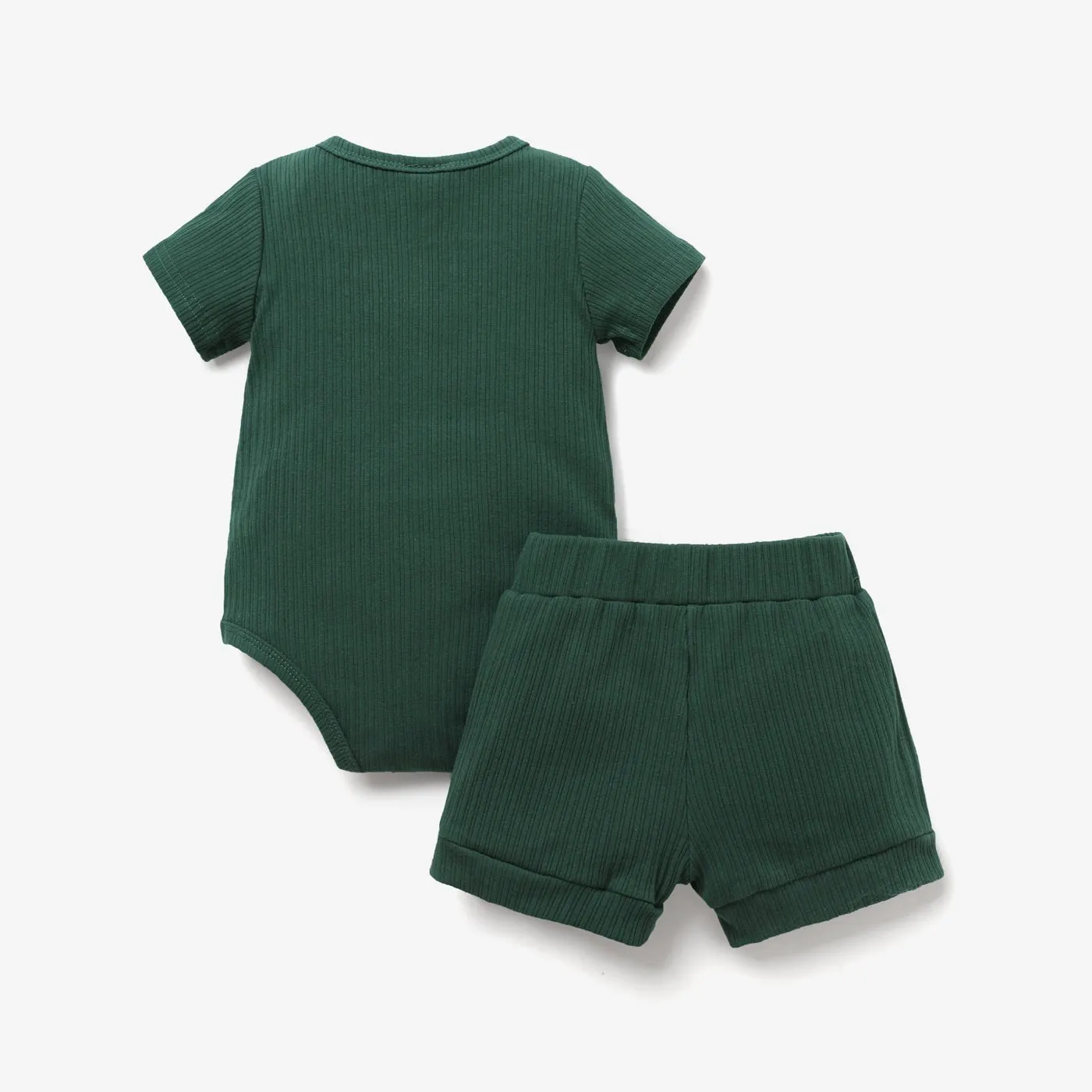 2pcs Baby Boy 95% Cotton Ribbed Letter Print Short-sleeve Romper & Shorts Set