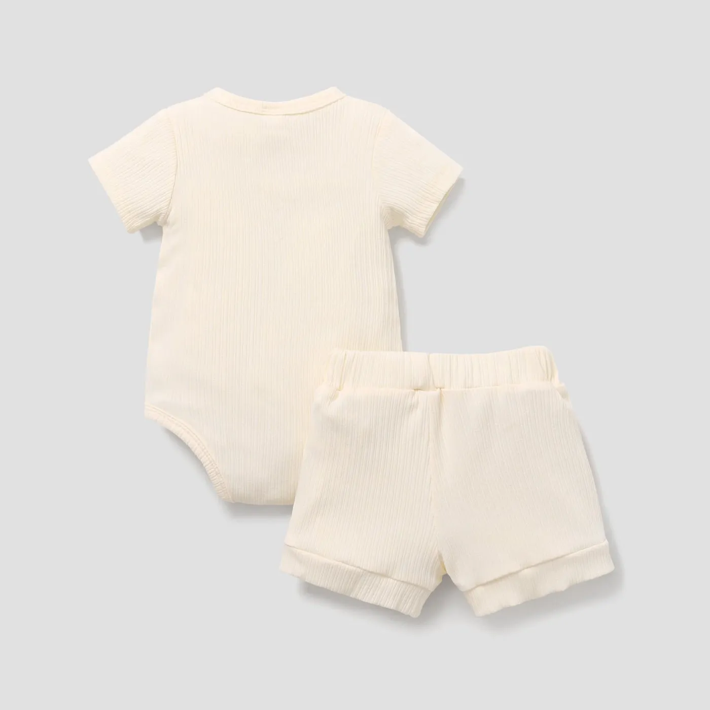 2pcs Baby Boy 95% Cotton Ribbed Letter Print Short-sleeve Romper & Shorts Set