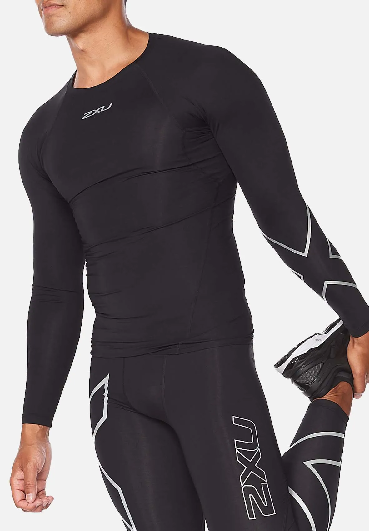 2XU  Core Compression L/S Top Mens Black/Silver