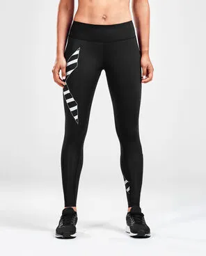 2XU Women's Bonded Mid-rise Compression Tights-WA4880B (BLK/PWT)