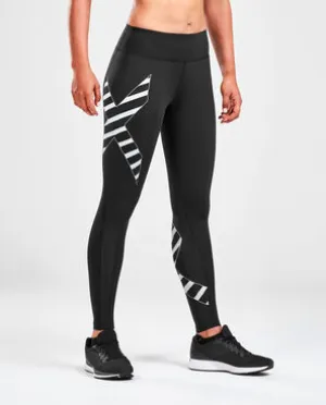 2XU Women's Bonded Mid-rise Compression Tights-WA4880B (BLK/PWT)