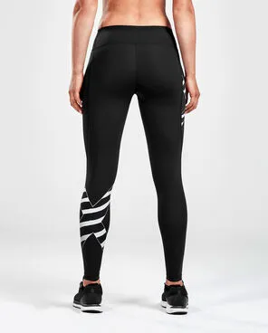 2XU Women's Bonded Mid-rise Compression Tights-WA4880B (BLK/PWT)