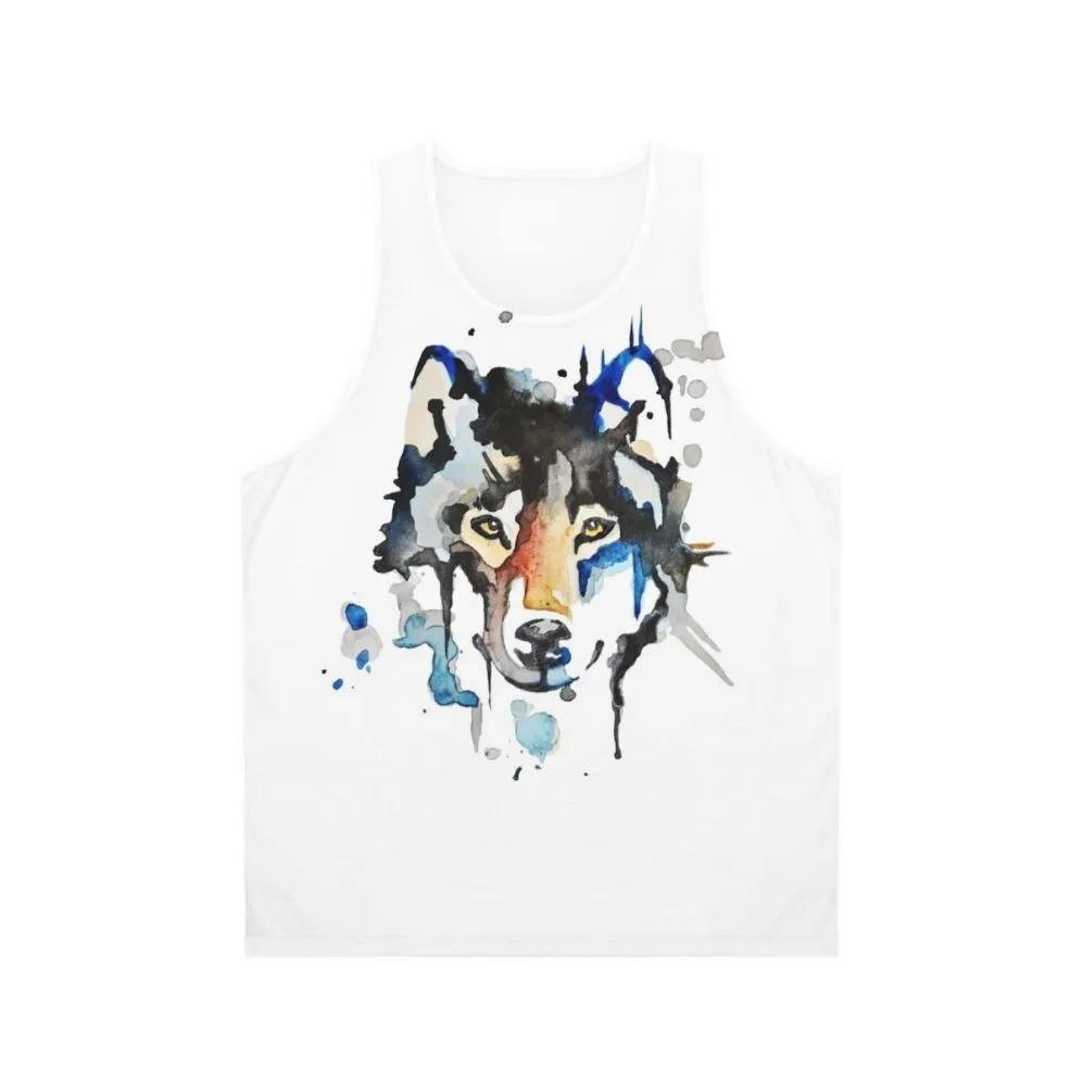 Abstract Watercolor Wolf Unisex Tank Top