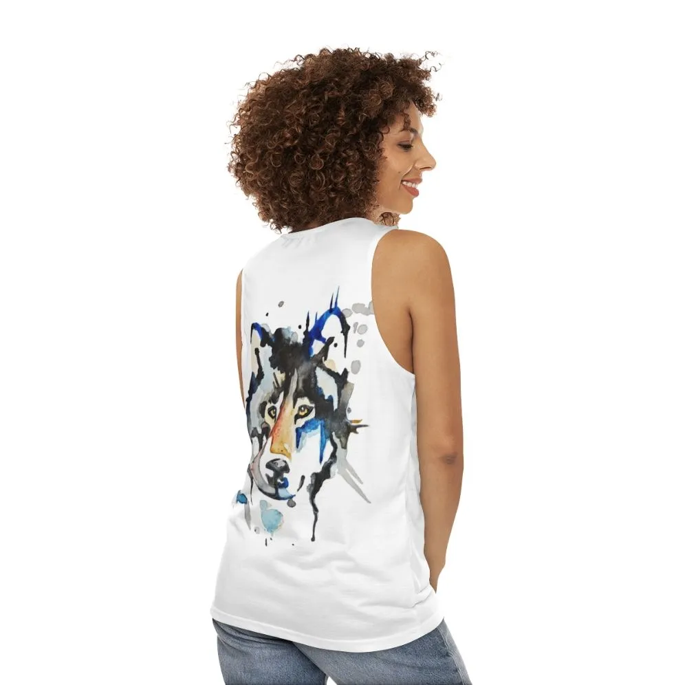 Abstract Watercolor Wolf Unisex Tank Top