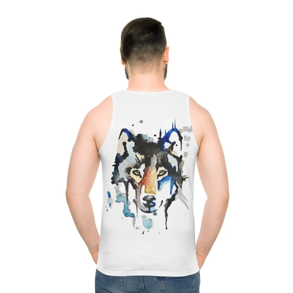 Abstract Watercolor Wolf Unisex Tank Top