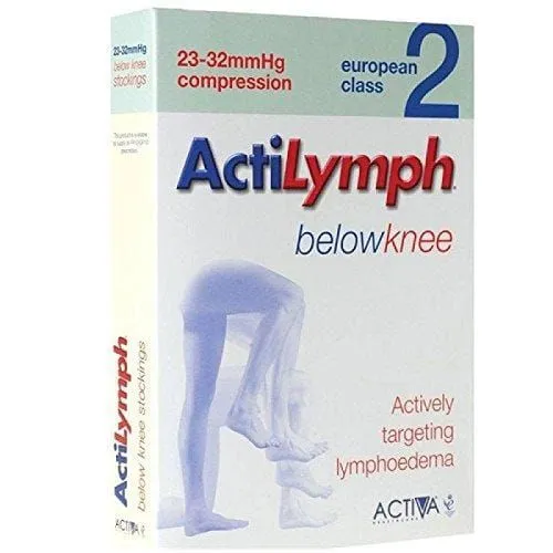 Actilymph Class 2 Standard Below Knee Closed Toe Compression Stockings XL Black