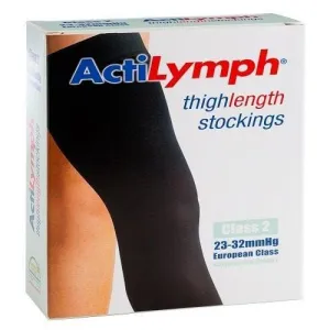 Actilymph Class 2 Standard Below Knee Open Toe Compression Stockings Large Black