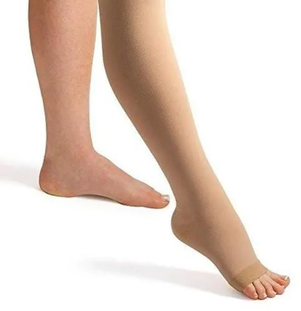 Actilymph Class 2 Standard Below Knee Open Toe Compression Stockings Large Sand