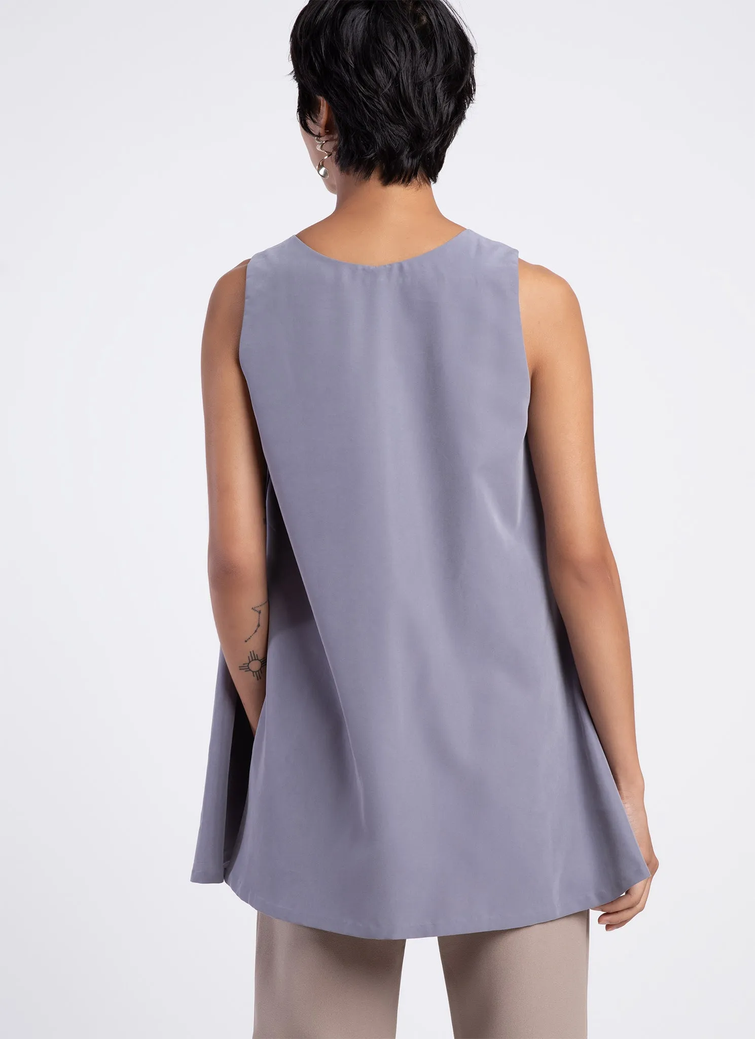 Alpinia Overlap Side Tunic Top - Lilac