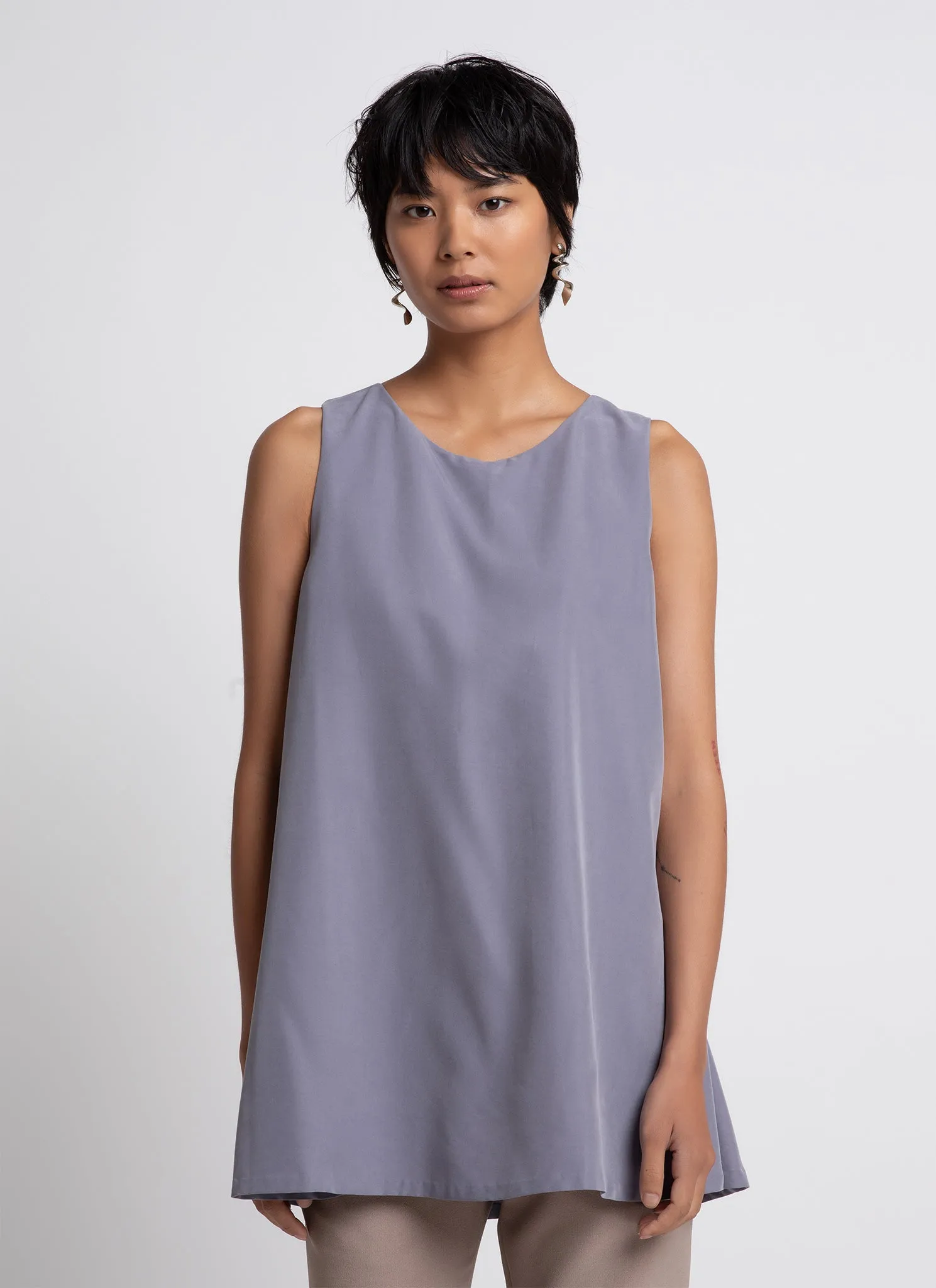 Alpinia Overlap Side Tunic Top - Lilac