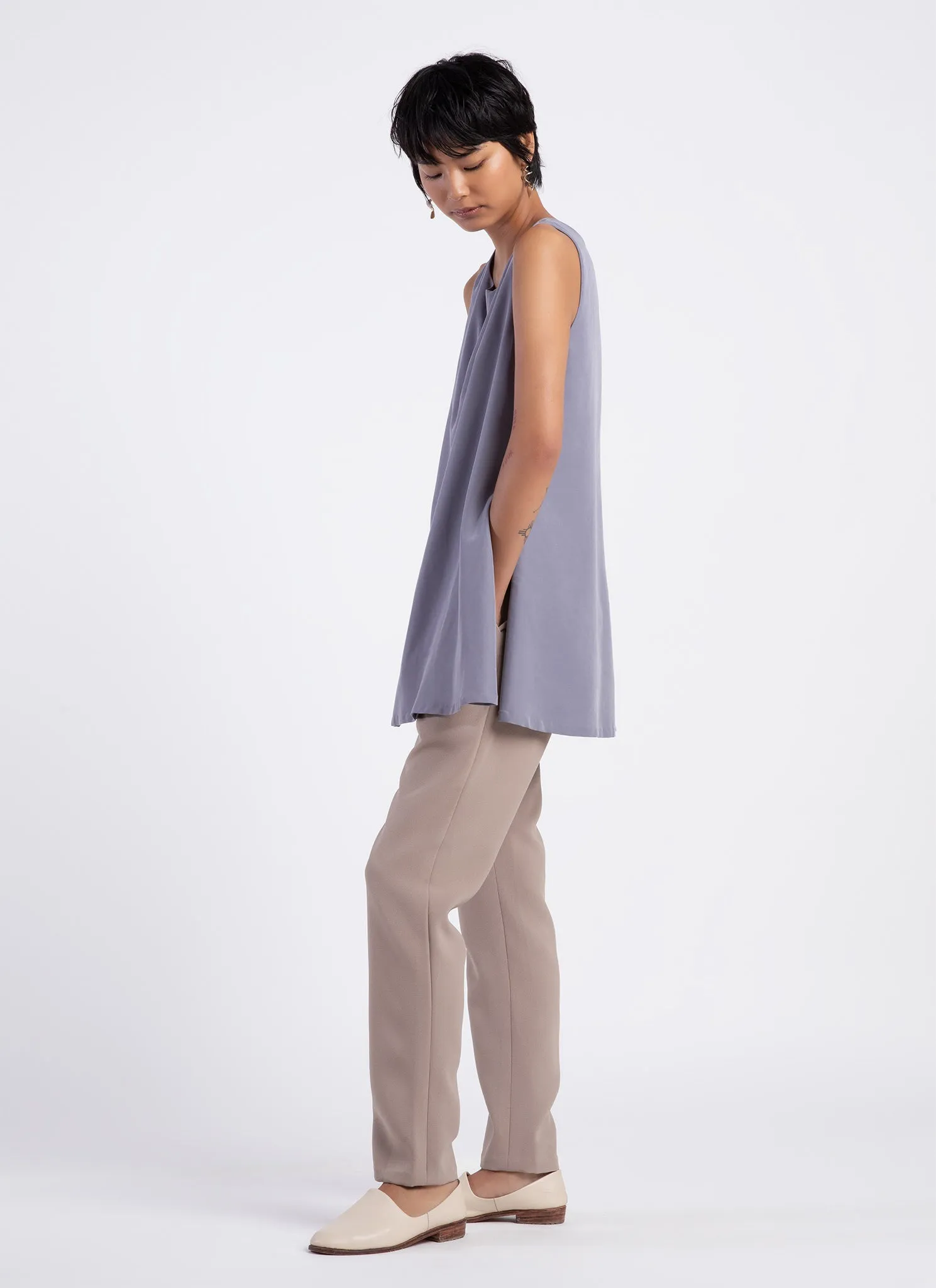 Alpinia Overlap Side Tunic Top - Lilac