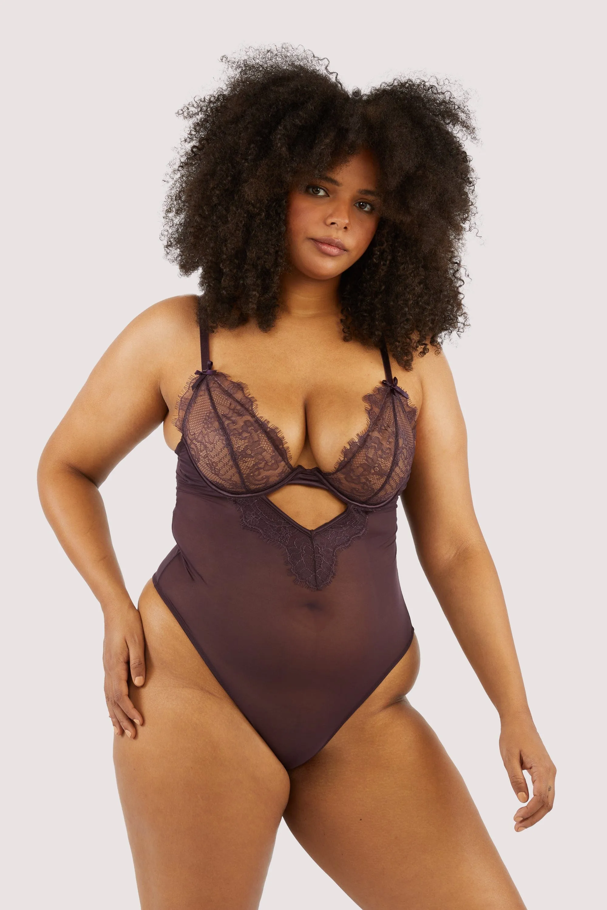 Alvara Plum Lace Thong Body