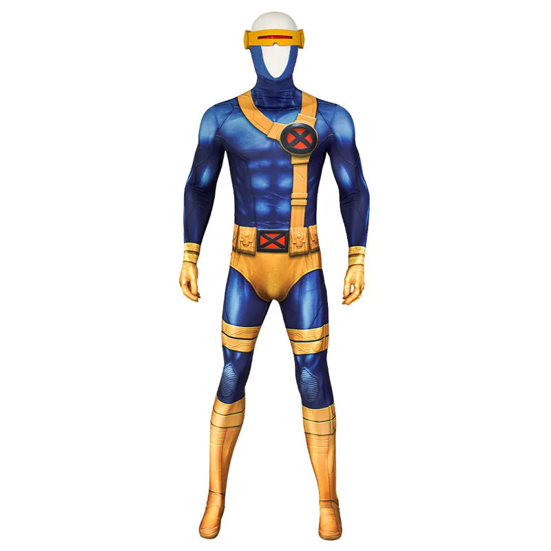 Animed X-men Cyclops Cosplay Costume Superhero Scott Summers Jumpsuit Halloween Carnival Suit