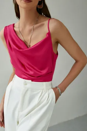 Asymmetrical Side Zipper Satin Top