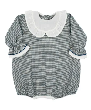 AW23 Rapife Baby Girls Navy Blue & White Check Romper