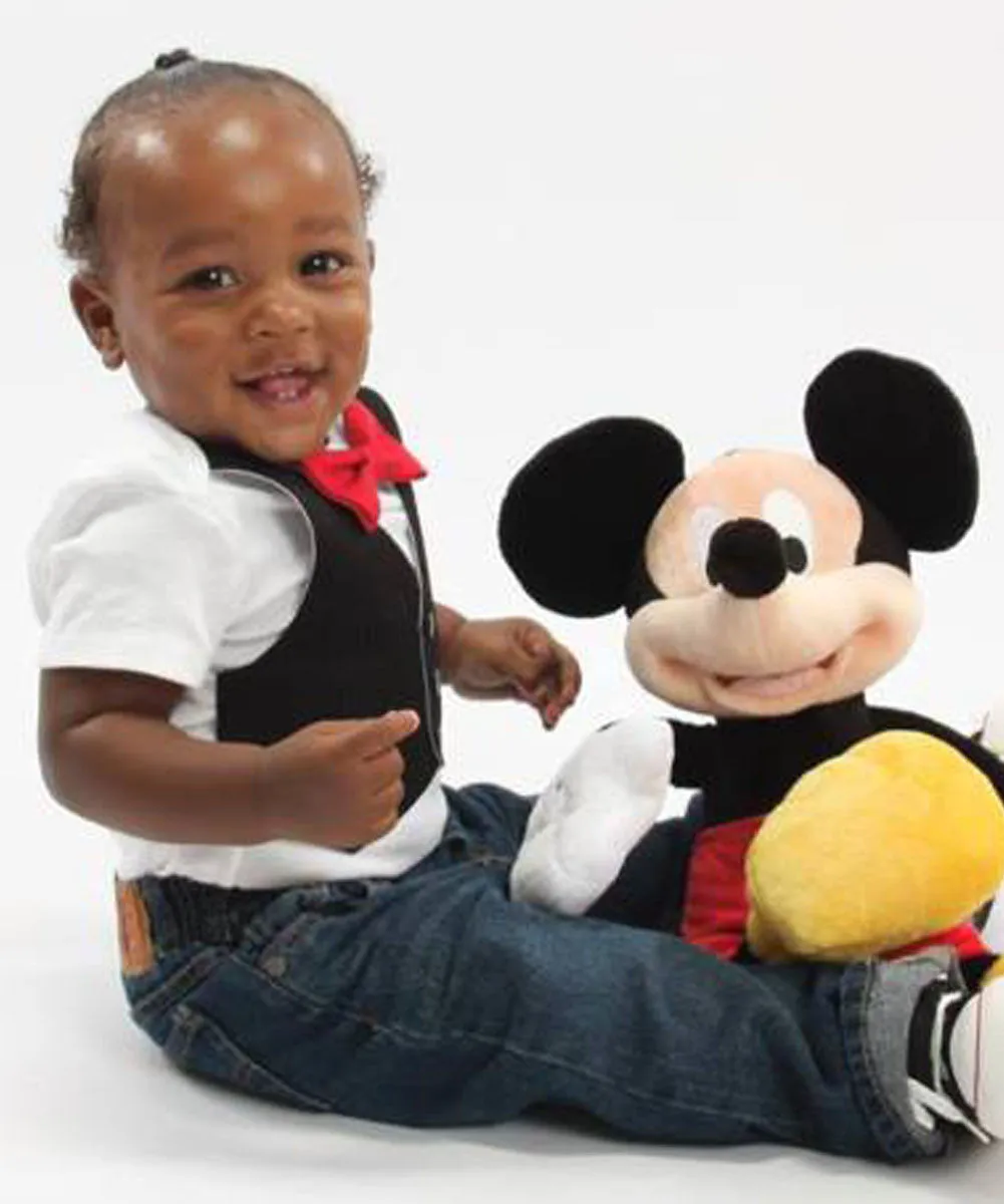 Baby Boy Vest Bow Tie Outfit Black Vest Red Bow Tie