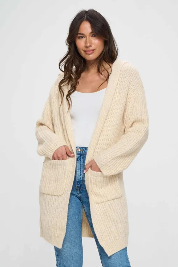 Beige Long Comfy Shrug Design Hoodie Pullover