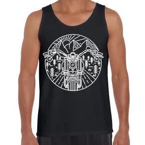 Biker Motorcycle Nature Adventure Minimal Art Drawing Tank Top