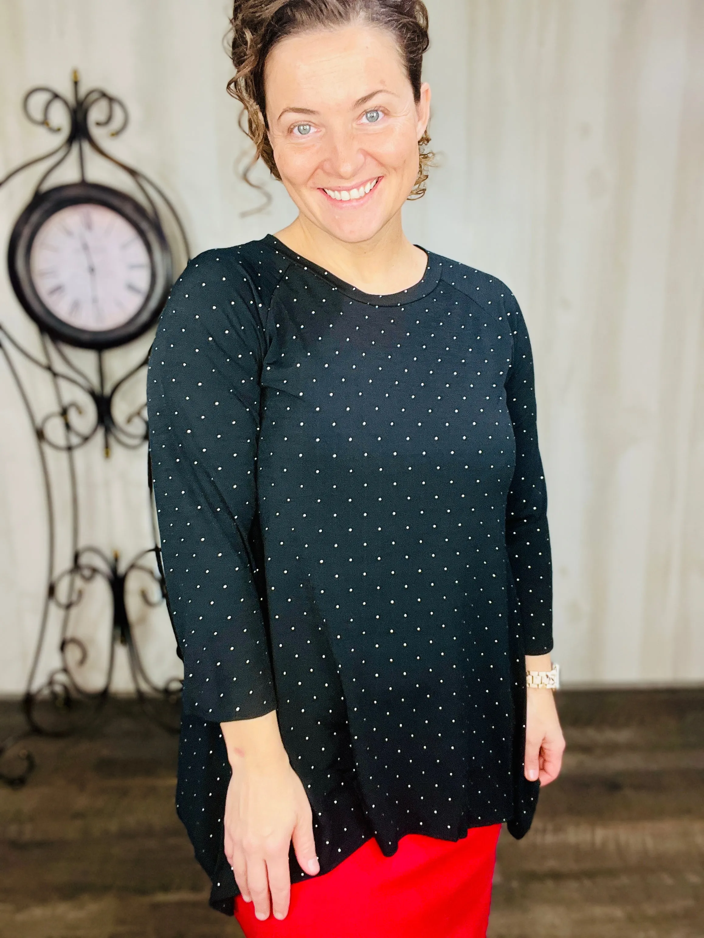 Black & Shimmer Sharkbite Tunic