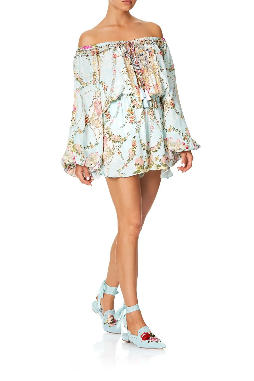 BLOUSON SLEEVE PLAYSUIT VERSAILLES SKY