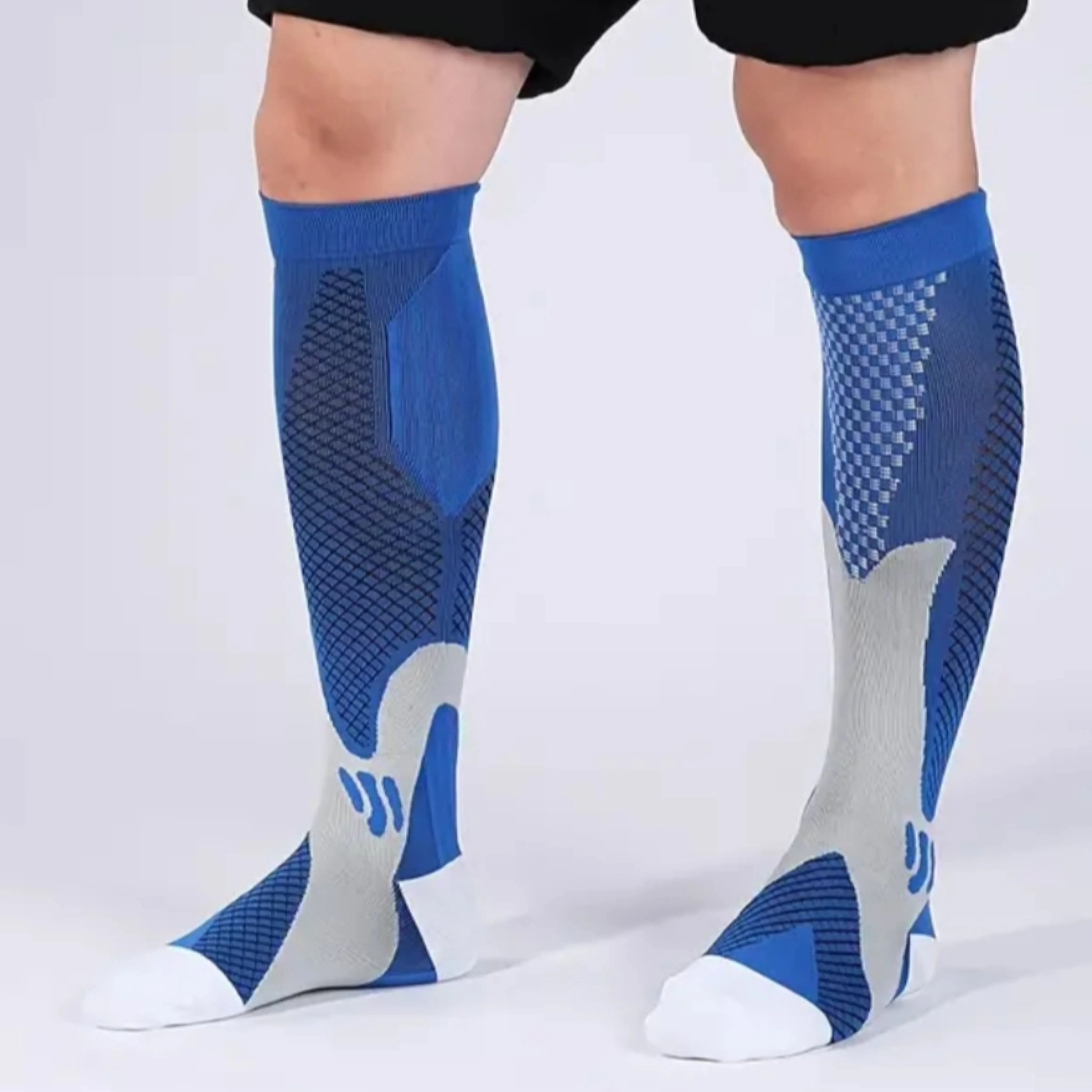 Blue Sport Knee High - (Compression Socks)