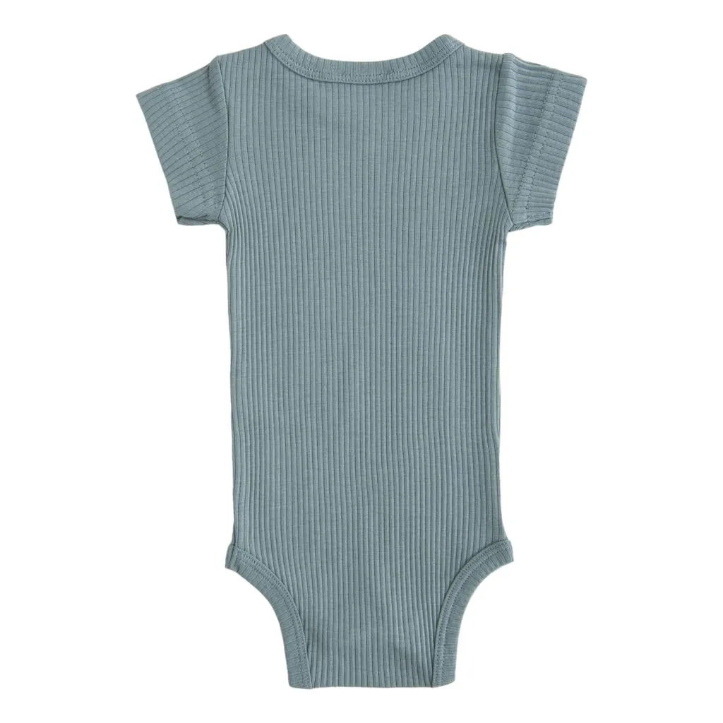 Blue Teal Short Sleeved Modal Bodysuit