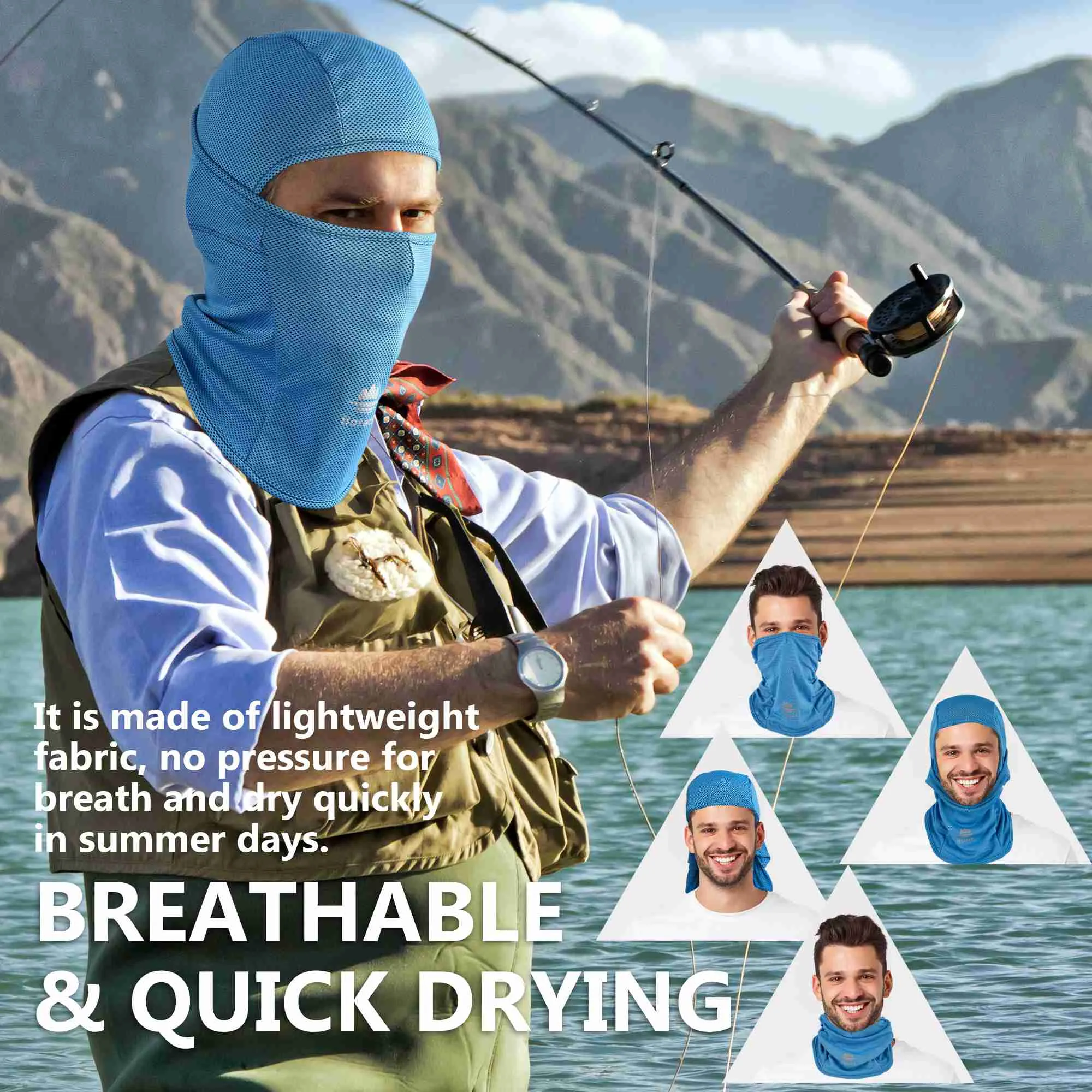 Botack Sun Protection Balaclava Mask - Breathable Full Head Cover for Cycling Fishing