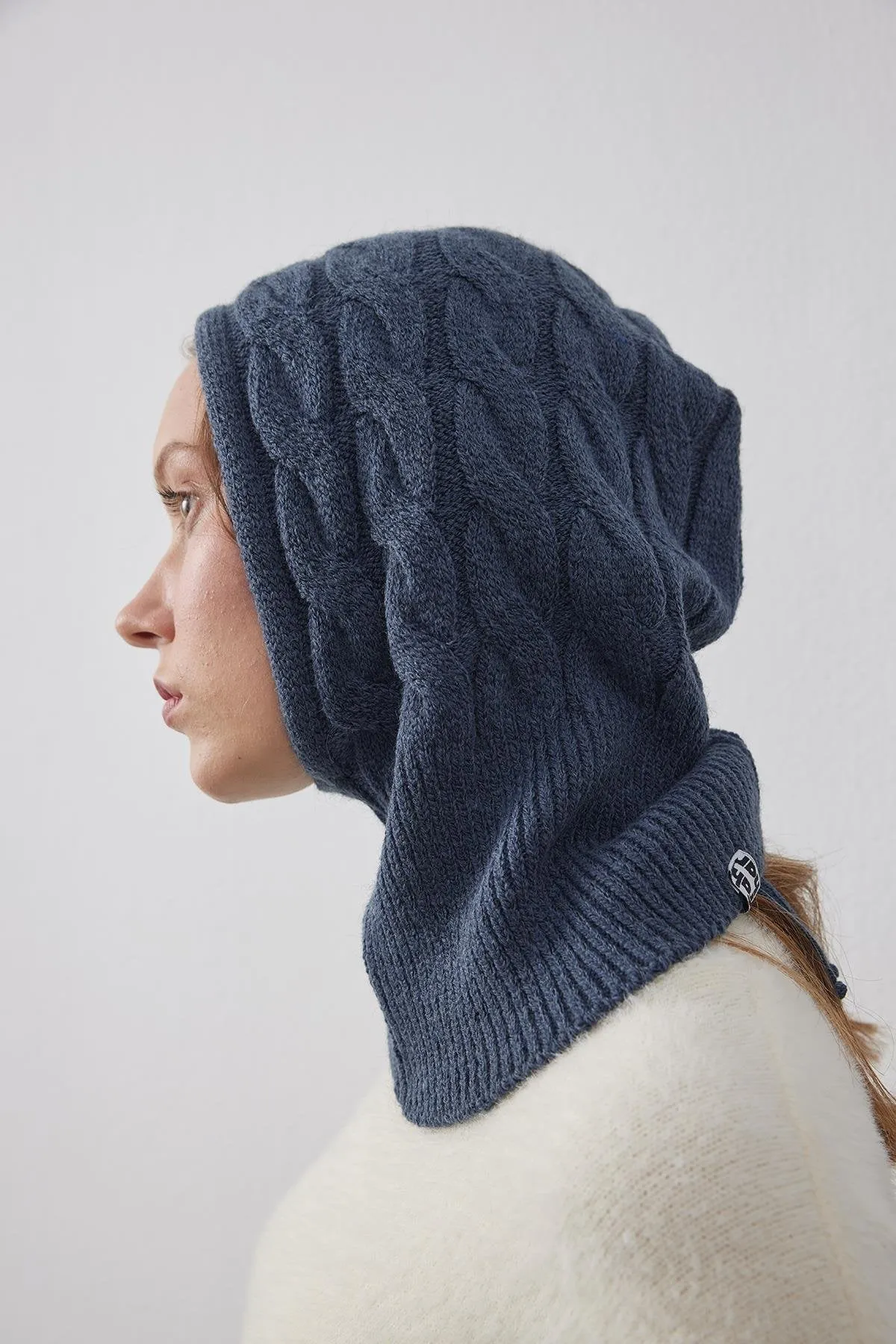 Braided Knit Balaclava Indigo