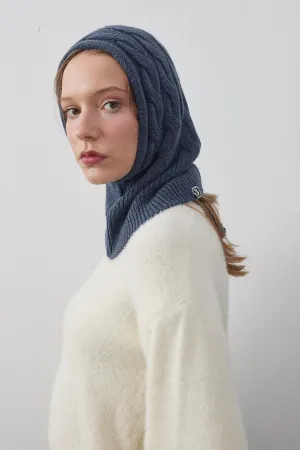 Braided Knit Balaclava Indigo