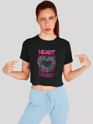 Caged Heart Black Crop Top For Women