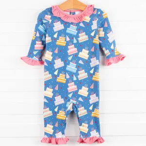 Cake Time Ruffle Romper, Blue