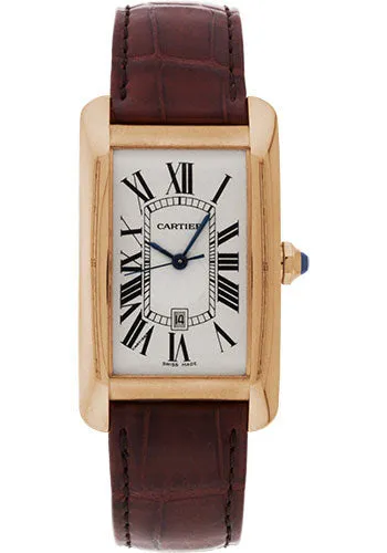 Cartier Tank AmŽricaine Watch - Large Pink Gold Case - Alligator Strap - W2609156