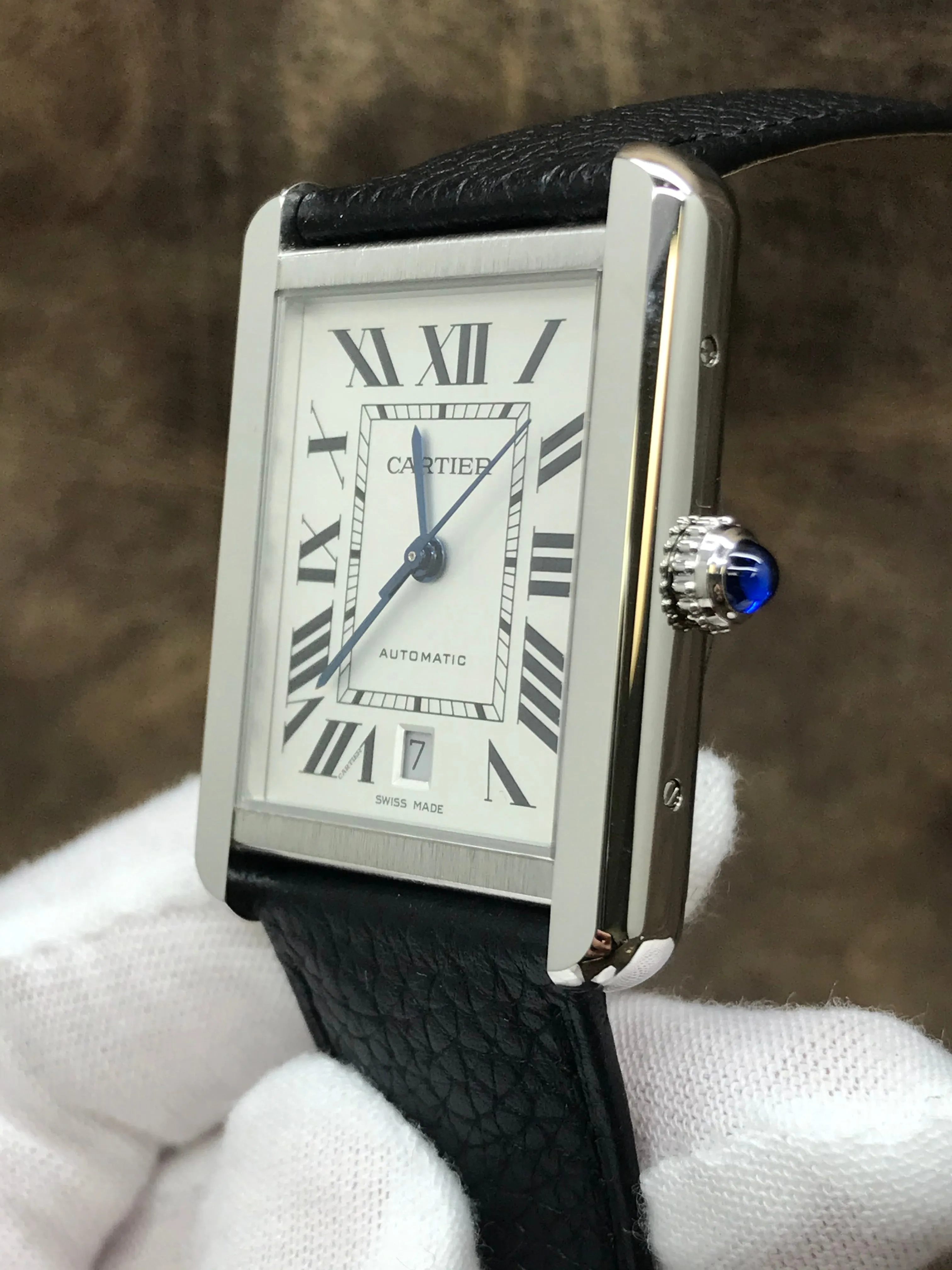 Cartier Tank Solo XL WSTA0029 Silver Dial Automatic Men's Watch