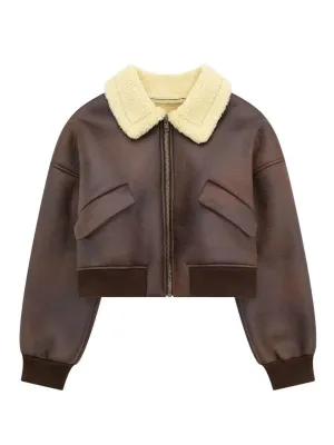 Cecily Faux Leather Crop Jacket