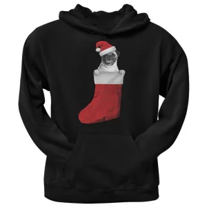 Christmas Stocking Pug Black Adult Hoodie