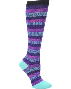 Comfortiva Compression Sock - Fun Stripes Black/Purple-936501S