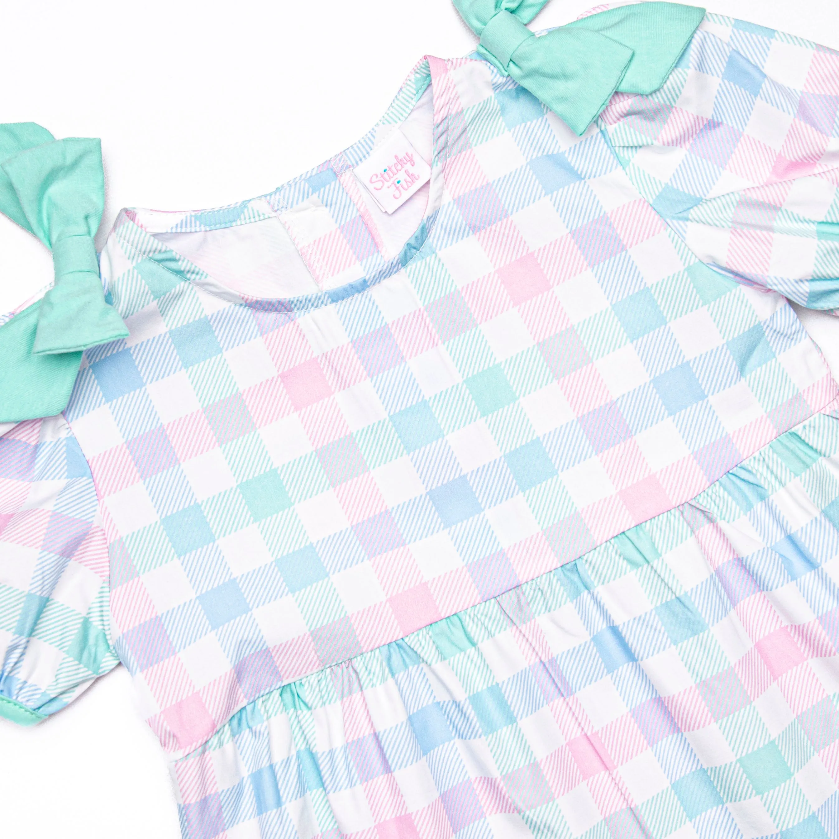 Cotton Candy Colors Girl Romper, Green