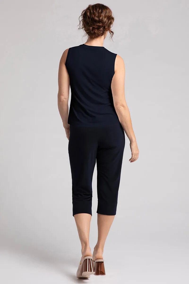 Crew Neck Slim Tank | Navy