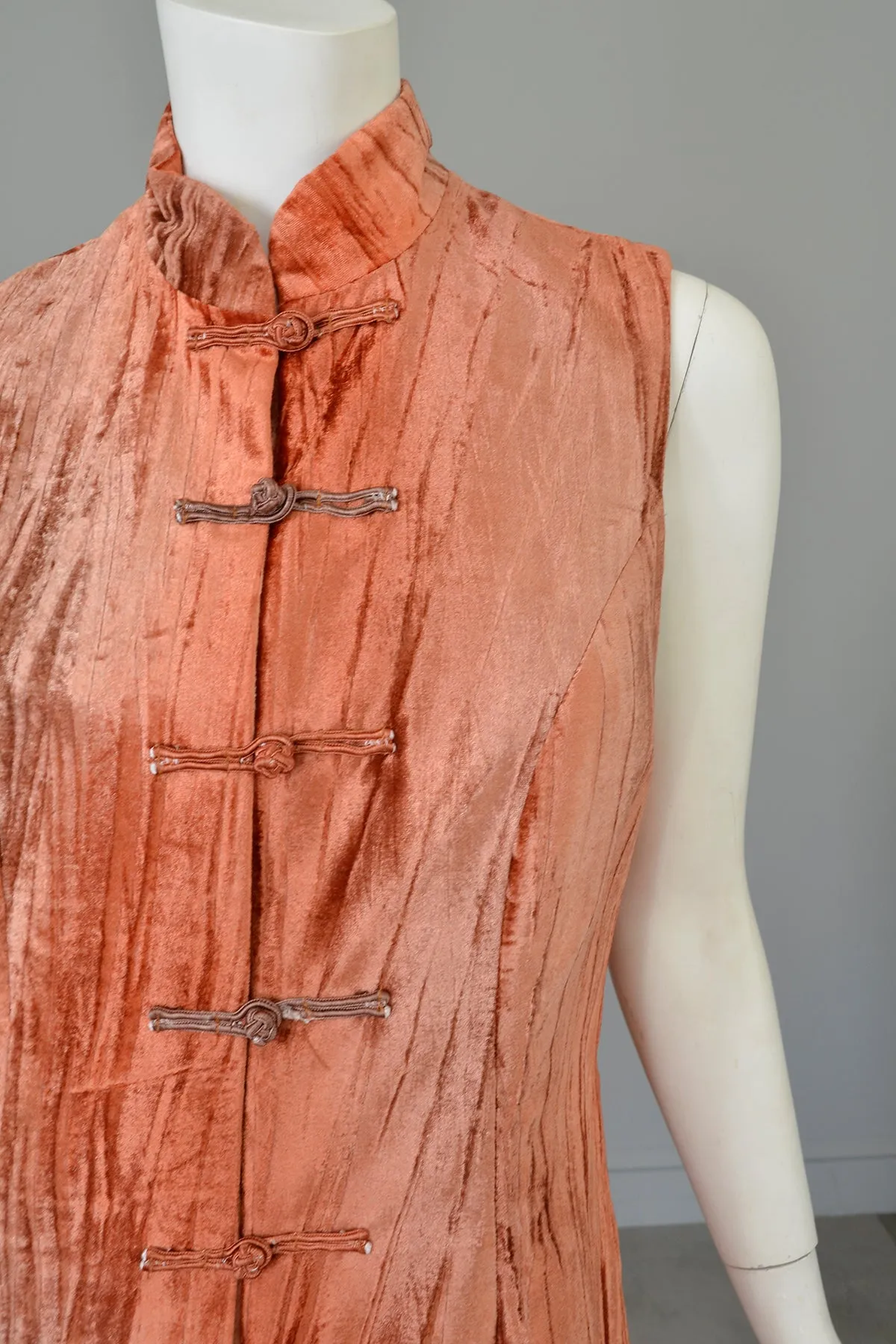 Crushed Velvet Rose Gold Copper Tunic Vest and Pants