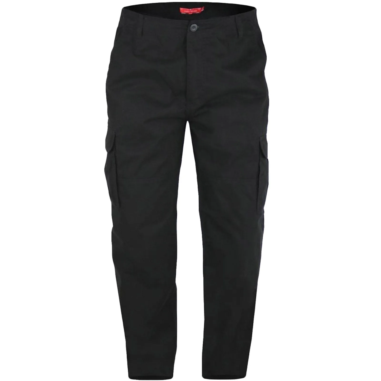 D555 Mens Robert Big & Tall Kingsize Cotton Cargo Trousers - Black