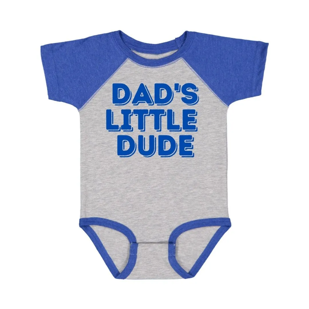 Dad's Little Dude Royal Blue Short Sleeve Bodysuit - Heather/Royal