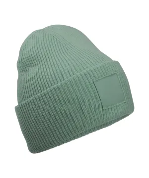 Deep-cuffed tonal patch beanie | Dusty Green