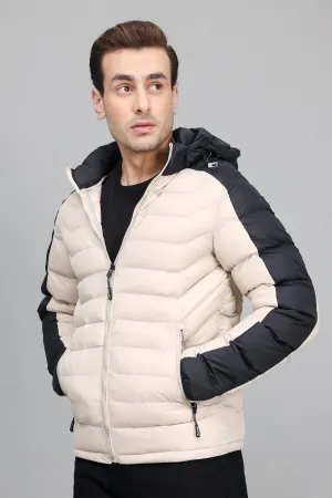 DUAL-TONE PUFFER JACKET-KHAKI