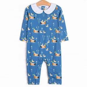 Ducks in a Row Romper, Blue