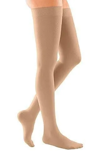 Duomed Soft Class 2 Thigh Length Compression Stockings M Sand Closed Toe