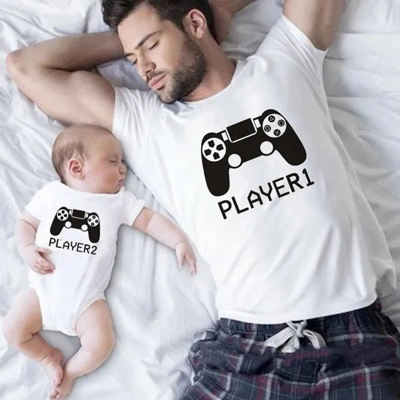 Father & Son Matching Novelty Sets with Short Sleeve T-Shirt For Daddy & Baby Onsie