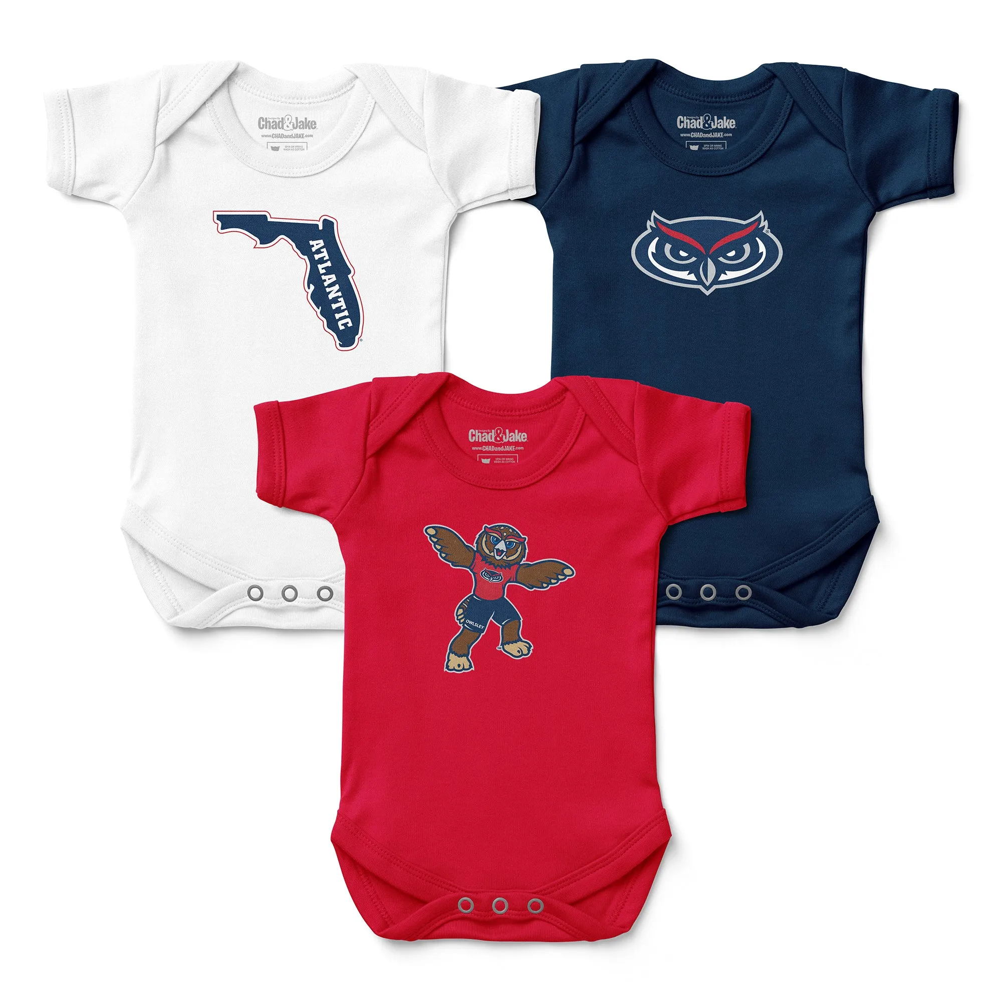 FAU Owls 3-Pack Bodysuits