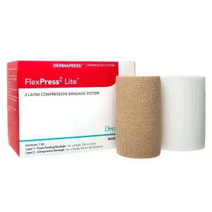 FlexPress2 Lite™ Self-adherent Closure 2 Layer Compression Bandage System, 4 Inch x 3-4/5 Yard / 4 Inch x 5-1/2 Yard