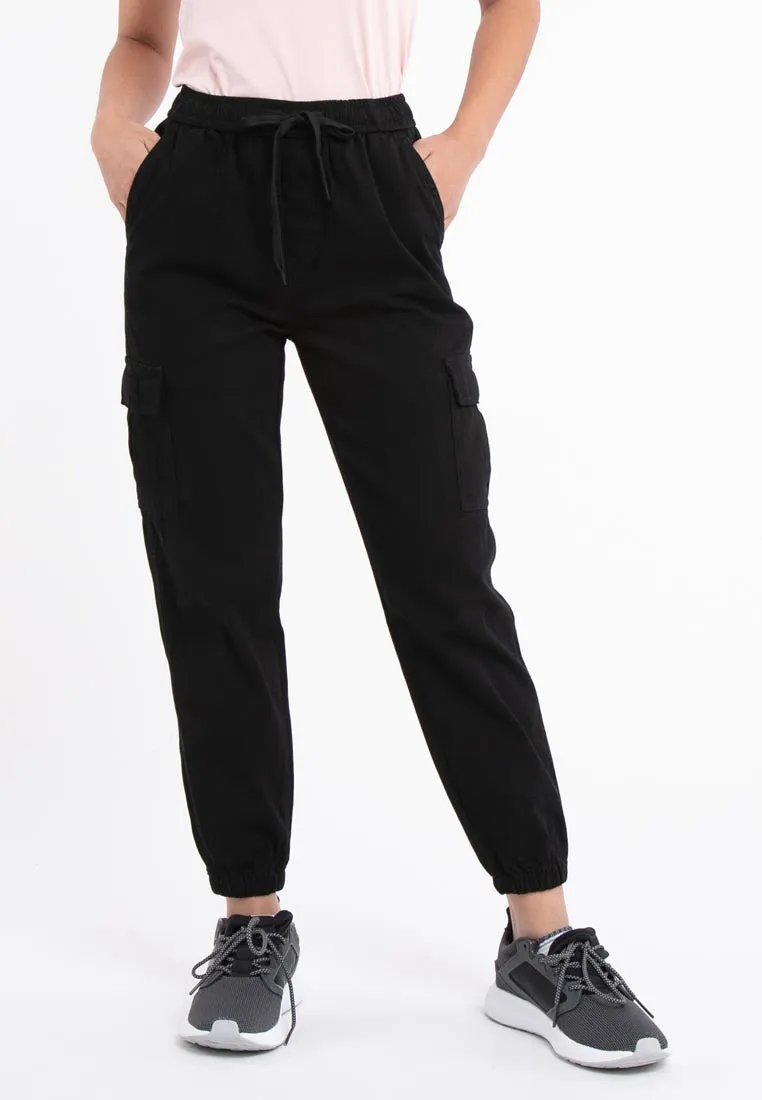 Forest Ladies Cotton Twill Elastic Waist Cargo Pants Women Jogger Long Pants | Seluar Cargo Perempuan  - 810442