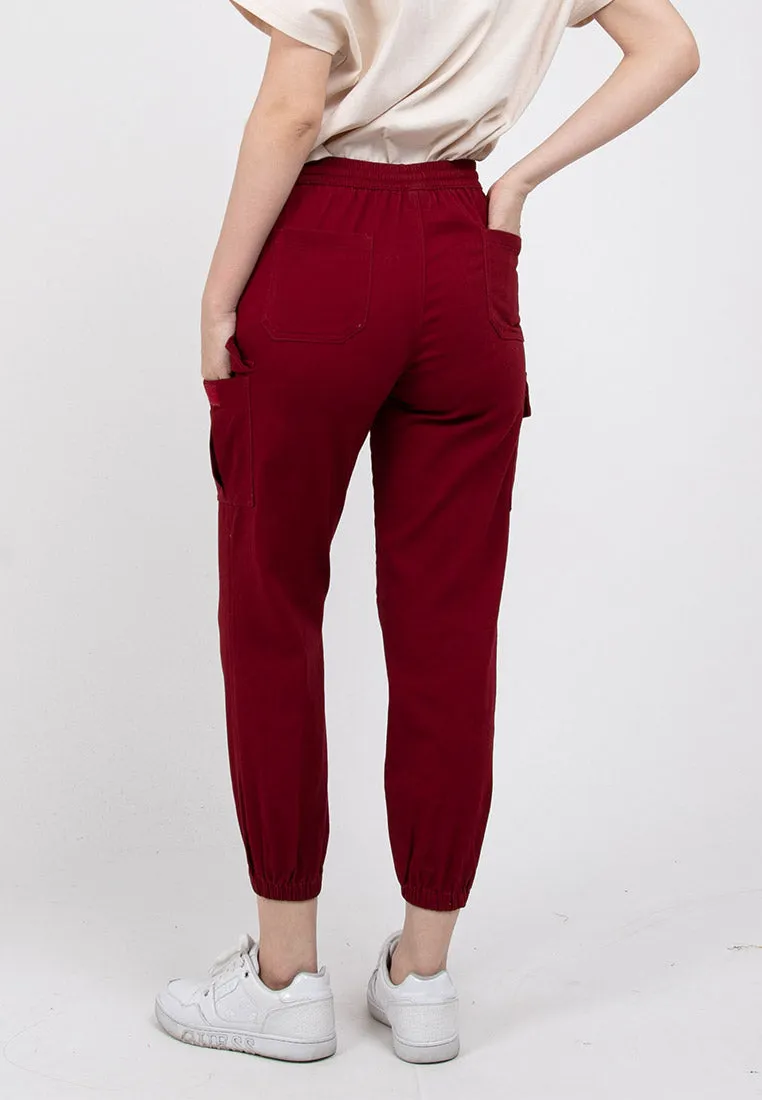 Forest Ladies Cotton Twill Elastic Waist Cargo Pants Women Jogger Long Pants | Seluar Cargo Perempuan  - 810442